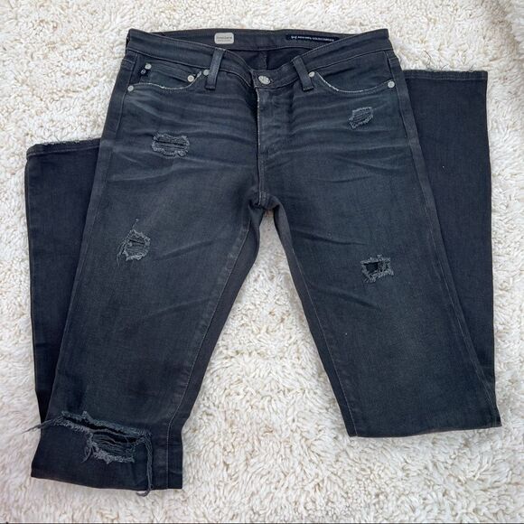 AG Adriano Goldschmied Premiere Skinny Straight Distressed Rip Whiskering Jeans - Picture 7 of 16